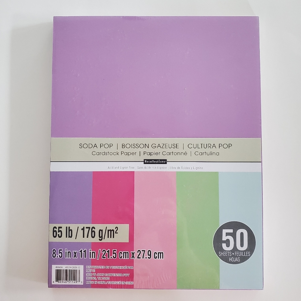 Soda Pop 8.5" x 11" Cardstock Paper by Recollections 50 Sheets 65lb Craft Paper